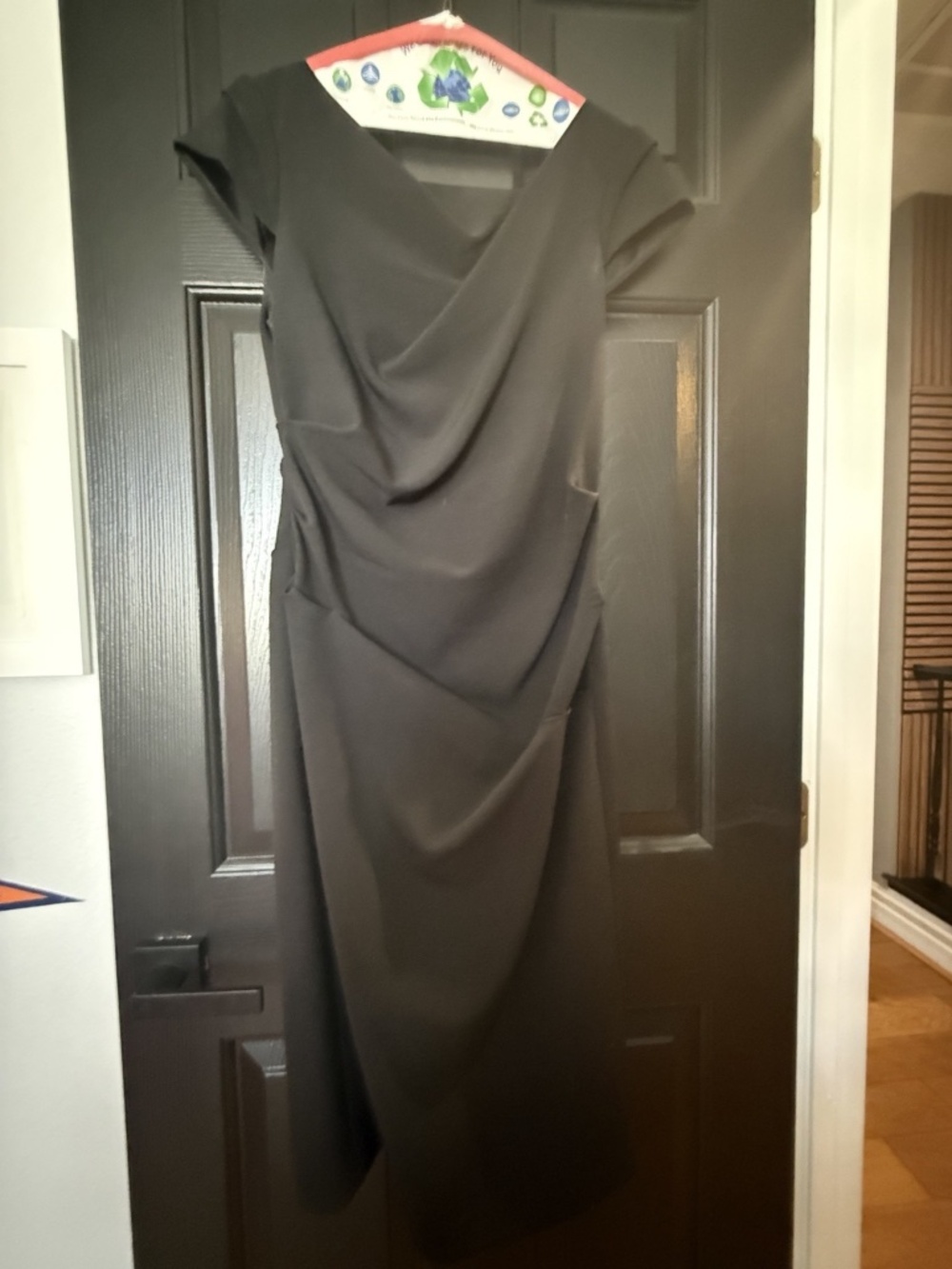 Adrianna Papell Black Draped Dress Size 6